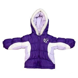 London Fog Girls Sz 2T Purple Puffer Hooded Winter Coat Jacket